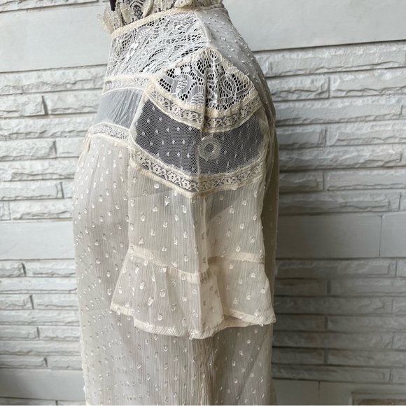 Beautiful Beige Ruffle Neck Top - Picture 3 of 6